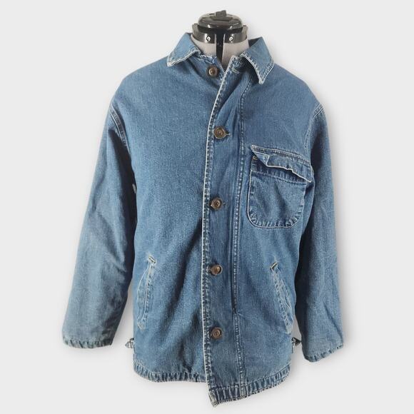 Gap Blue Jeans Chore Jacket Men's S Denim Zip/Button Closure Lined W/Pockets - Picture 2 of 8